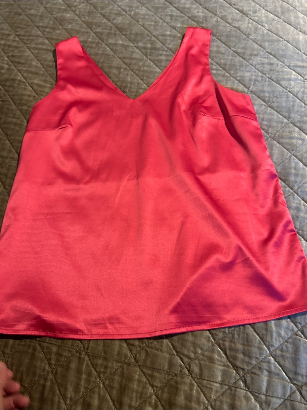 V-Neck Sleeveless hot pink  Satin Tank Top
